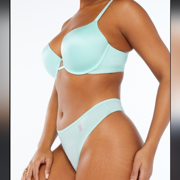 Savage "X" Fenty- light blue/Mint Green Microfiber T-Shirt Bra & Thong-36DD/S - Picture 2 of 8